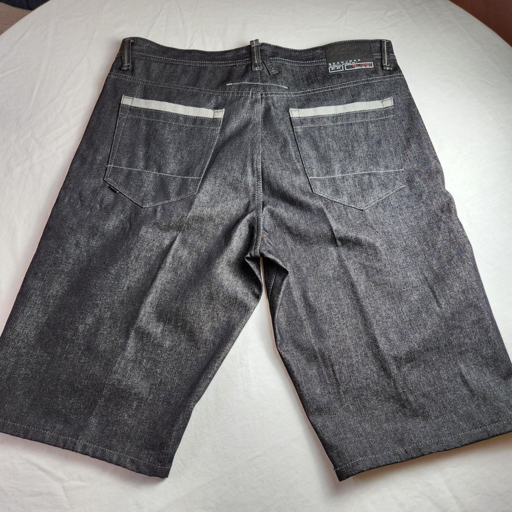 Sean John Mens Black Denim Jeans Shorts Jorts Baggy Skater Y2K Hip Hop Size 38